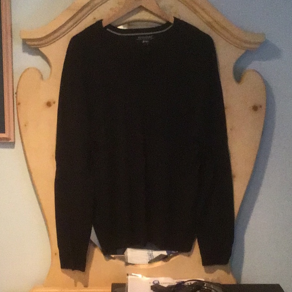Banana Republic Merino Wool Black Mens V-Neck Sweater Size XL